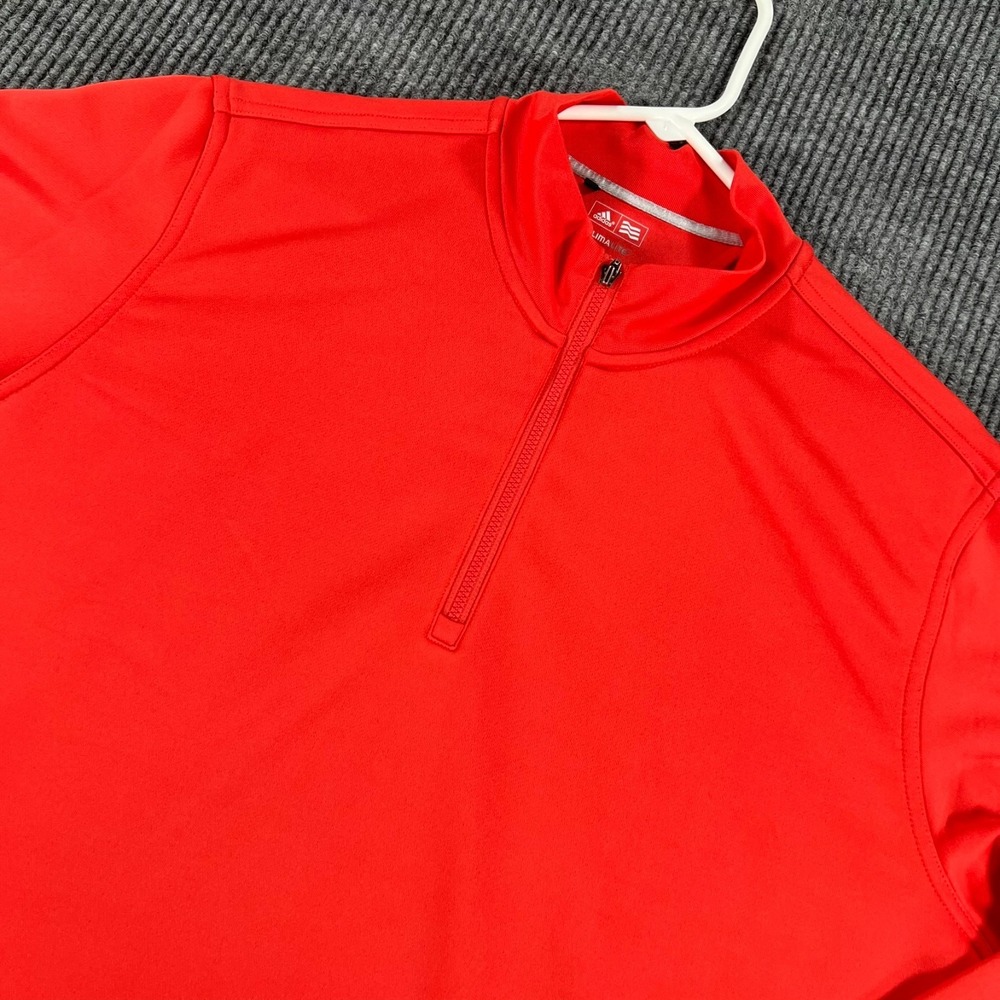 Adidas ClimaLite Pullover Shirt Mens Large Red Long Sleeve Golf 1/4 Zip Outdoor